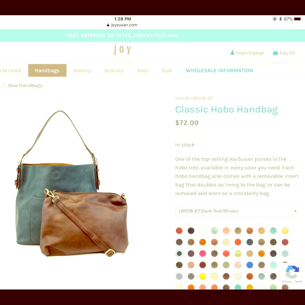 Joy Susan Vegan Leather Hobo Bag